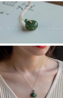 一兴天然和田玉项链怀古平安扣吊坠简约款小众精致原创设计礼物