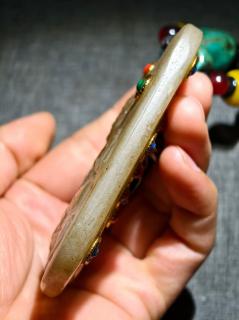 和田玉项链一条,镶嵌宝石,天珠,搭配绿松石,玉质细腻温润,收藏佳品